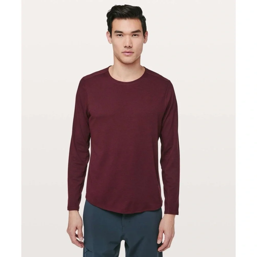 Men’s Lululemon Conflux Long Sleeve Shirt in Deep Ruby